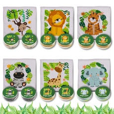 Bada Bing 12er Set Magisches Handtuch Safari Tiere Zoo Zauberhafte Baumwoll-Waschlappen Zauberhandtuch für Kinder ca. 30x30 cm Gastgeschenk Kindergeburtstag