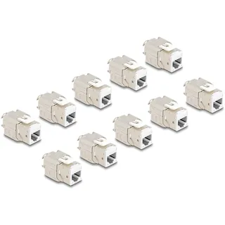 DeLock Keystone Modul RJ45 Buchse zu LSA Cat.6A werkzeugfrei weiß Set 10 Stück