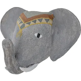 Bloomingville Mini Elli Wanddekoration Elefant aus Papiermaché hergestellt, in der Farbe: Grau, Maße: 24 x 18 x 15 cm, 82057279