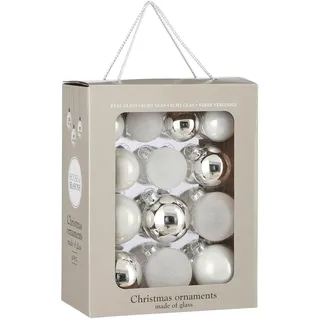 Mica Decorations Weihnachtsbaumkugeln-Set - 26 Stück - Ø7 cm - Weiß