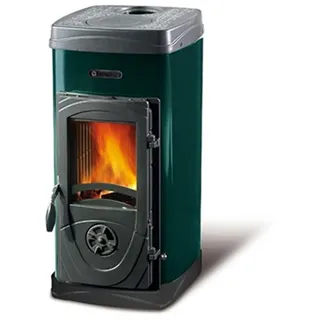 La Nordica-Extraflame Nordica Super Junior Stahl Grün/Abdeckplatte Emaille