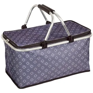 Kesper Einkaufskorb , Blau , Metall, Textil , rechteckig , 50x29x25.5 cm , faltbar, Griffe, Deckel , Ordnen & Aufbewahren, Körbe, Einkaufskörbe