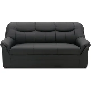 DOMO. collection Sofa Berlin, Leder, klassisches 3er Sofa, Polstergarnitur mit weichem Kunstleder und hochwertigem Federkern, 3 Sitzer 178 x 90 x 89 cm (BxTxH), schwarz
