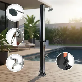 Gartenbrause 35L Silber Solardusche Fußdusche Camping Pool Regendusche Outdoor - Silber