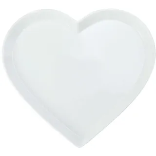 Mikasa Chalk Herzförmige Servierplatte aus Porzellan, Große Herzplatte für Canapes und Vorspeisen, 30cm | Weißer Servierteller für Partys | Spülmaschinenfest