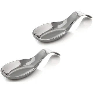 Kitchen kemistry Löffelablage aus Edelstahl für die Küchentheke, Küchenutensilienhalter für Schöpfkellen, Zangen & Spatel- Löffelablage für Sauberes Arbeiten beim Kochen- 20 x 7,5 cm, 2er Pack