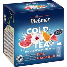 Meßmer Cold Tea Pink Grapefruit | Für die Wasserflasche | ohne Zucker | ohne Kalorien | Alternative zu zuckerhaltigen Getränken wie Limonade oder Saft | 14 Pyramidenbeutel