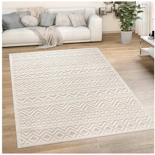 Paco Home »Livorno 673« rechteckig 14 mm Höhe Uni-Farben, Scandi, Rauten Muster, Hoch-Tief Effekt, Outdoor geeignet,