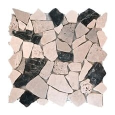 Mosaikmatte Polygonal Biancone Travertino Marron 30 cm x 30 cm