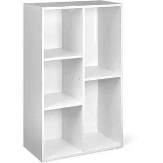 Amazon Basics Bücherregal mit 5 Fächern, Büroregal, Wohnzimmer, Schlafzimmer, Würfel, Weiß, 50 x 24 x 80 cm