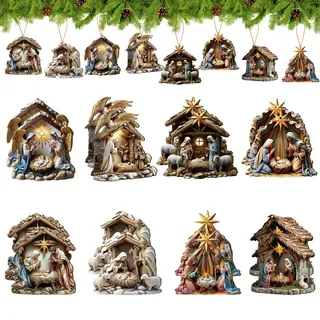 Baumschmuck Weihnachten, krippe anhänger, Weihnachtsbaum Engel, Jesus Ornament weihnachtskrippe, Weihnachtsschmuck, für Weihnachtsbaum, Autodekoration (E)