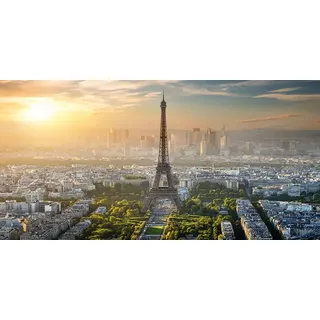 Bönninghoff Leinwandbild "Wandbild EIFFELTURM PARIS 50x100 cm – Leinwandbild Keilrahmen Deko" Frankreich  Paris  Sonnenuntergang  Stadt 1 Stk. tlg. auf Keilrahmen gespannt, farbe bild(er): grün, blau, grau, orange