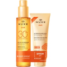 Nuxe Sun Sonnenöl für Gesicht und Körper, LSF30, 150 ml + Frische Milch nach der Sonne, Gesicht und Körper, 100 ml
