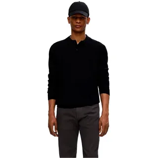 Selected Homme Herren Slhtray Knit Merino Polo Noos Pullover, Schwarz, L EU