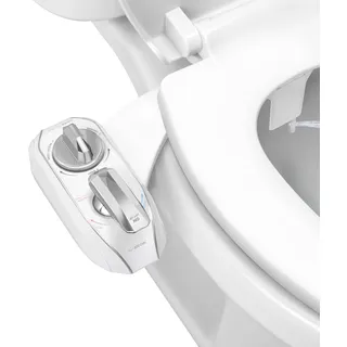 LUXE Bidet NEO 320 Plus – Warmwasser-Bidet-Toilettensitzaufsatz der nächsten Generation mit innovativen EZ-Lift-Scharnieren, Doppeldüsen und 360° Selbstreinigungsmodus (Chrom)