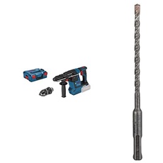 Bosch Professional 18V System Akku Bohrhammer GBH 18V-26 F (ohne Akkus und Ladegerät, inkl. Zusatzhandgriff, Tiefenanschlag, Maschinentuch) + Hammerbohrer SDS plus (für Beton, Ø 6 mm, Länge 165 mm)