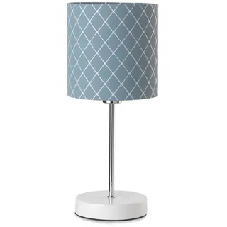 Tischleuchte , Blau, Weiß , Metall, Textil , 35 cm , Lampen & Leuchten, Innenbeleuchtung, Tischlampen, Tischlampen