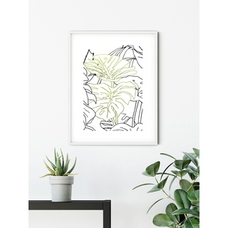 KOMAR Wandbild Monstera Borsigiana - Größe: 30 x 40 cm - Poster, Kunstdruck, Dekoration, Wohnzimmer, Schlafzimmer (ohne Rahmen)