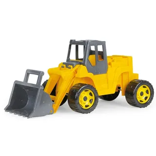 Lena 02218 - Eco GIGA Trucks Aufsitz-Schaufellader, Starke Riesen Radlader Bagger zum Draufsitzen, Baufahrzeug mit Stahlachsen, hoher Tragkraft, für Kinder ab 3 Jahre, ca. 63 x 28 x 30 cm, Gelb