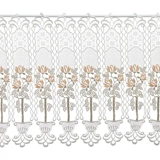 Plauener Spitze by Modespitze, Store Bistro Gardine Scheibengardine mit Stangendurchzug, hochwertige Stickerei, Höhe 50 cm, Breite 96 cm, Creme/Beige/Lachs
