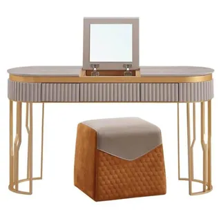 Designer Beiger Schminktisch Moderner Holztisch Luxus Schlafzimmer Möbel - Beige