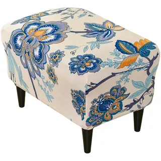 EBETA Hockerbezug Bankhussen, Elastische Hussen für Ottomane, Fußhockerbezug, Abdeckung Überzug für Hocker Ottomane Schonbezug (Mohn)