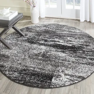 SAFAVIEH Modern Teppich für Wohnzimmer, Esszimmer, Schlafzimmer - Adirondack Collection, Kurzer Flor, Silber und Schwarz, 120 X 120 cm