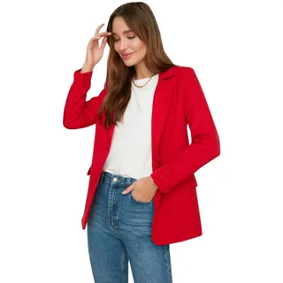 TRENDYOL Damen Mit Blazer Jacket With Red Button, Red,, Rot, 34 EU