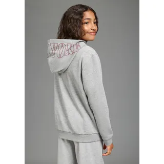 KIDSWORLD Kapuzensweatshirt ", Hoodie mit Print auf der Kapuze", Langarm, weite Passform, stylischer Druck, Basic-Stil, graumeliert
