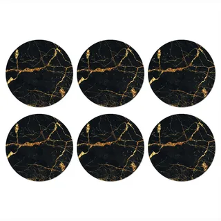 MuchoWow Glasuntersetzer 6er-Set Rund Gold - Marmor - Glitzer - Luxus 10x10 cm , Naturmaterialen , 10x0.2 cm , Gläser, Untersetzer