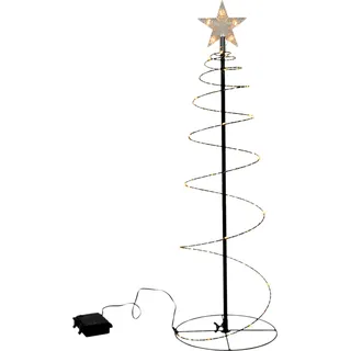 Spiral Weihnachtsbaum mit 80 Gold LED - Höhe ca. 60 cm - Batterie betrieben für Innen und Außen - Schwarz, Gold