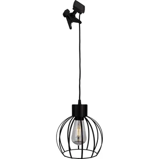 LED Solar Hängeleuchte, Klemme, Käfig schwarz, H 100 cm - Schwarz