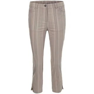 Caprihose GOLDNER "Kurzgröße Verkürzte Strukturhose in elastischer Ware", Damen, Gr. 22, K-Gr, grau (zement), Obermaterial: 45% Elastomultiester ELE. 44% Baumwolle CO. 7% Viskose CV. 4% Polyester PES., normal, Hosen Caprihose, perfekter Sitz mit viel Komfort