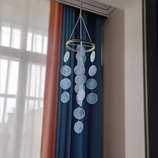 Windspiel, Boho Deko Muschel Traumfänger Girlanden Capiz Muschel-Windspiele für den Außenbereich 73cm Länge Hängen Ornament Wandbehang Anhänger Geschenke für Terrasse, Garten, Hofdekoration -Blau