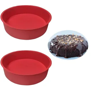 REECAGO 2 Stück Silikon Backform, Kuchenform Silikon 20cm Rund, Silikonform Backen BPA-frei Antihaft-Backformen Pfanne für Kuchen und Brote