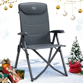 TIMBER RIDGE Campingstuhl Faltbar Hohe Lehne mit 4 Positionen verstellbar bis 150kg Klappstuhl Camping Gepolstert Gartenstuhl Angelstuhl mit Tasche für Garten Balkon Wohnmobil