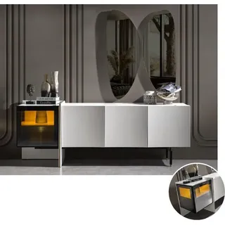 Gruppe Sideboard Spiegel Kommode Holz Modern Esszimmer Weiß Design Neu - Weiß