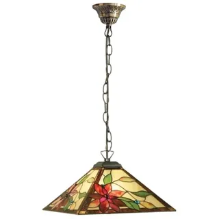 Casa Padrino Luxus Tiffany Hängeleuchte Mehrfarbig 43 x 43 x H. 75 cm - Art Deco Tiffany Hängelampe - Wohnzimmer Hängeleuchte - Deko Hängeleuchte - Art Deco Leuchten - Luxus Tiffany Leuchten