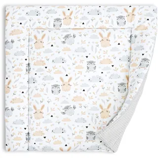 Totsy Baby Wickelauflage Wickelunterlage aus Baumwolle 75x72 cm - Weich und waschbar Wickelunterlage für Babys Wickelmatte aus Stoff für Wickeltisch Wickelkommode oder Waschmaschine 75 x 72 Oeko-Tex Eulen