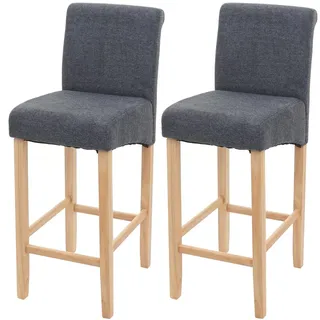 Mendler 2er-Set Barhocker  Holz  dunkelgrau