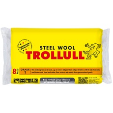 TROLLULL Stahlwolle | Drahtwolle Medium 1, kann verwendet werden, um Holz zu schleifen, alte Farbe und Lack von antiken Möbeln zu entfernen und Hartgummiböden zu reinigen, 8 Pads 200 g