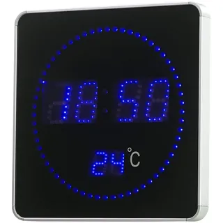 Lunartec Funkuhr Digital: Flache LED-Funk-Tisch- & Wanduhr, Temperatur-Anzeige, Blaue LEDs (Uhren, Funk-Uhr, blau)