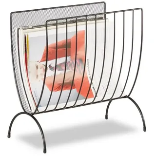 Relaxdays Zeitungsständer 10022511_46 schwarz Metall, DIN A4 quer