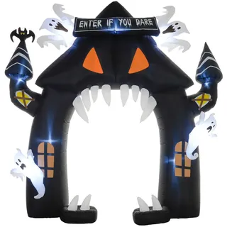 Outsunny Halloween aufblasbarer Bogen, 300 cm Große Halloween-Deko mit LED-Beleuchtung , Schwarz , Kunststoff , 76x300x300 cm , Dekoration