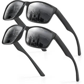 Occhsouo Polarisierte Sonnenbrille Herren Damen UV400 Sport Schwarz - Schwarz