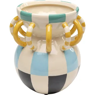 Kare Design Deko Vase Harlequin Handle, Mehrfarbig, 24 cm, Handgearbeitet, Blumenvase, Tischvase, Porzellan, Bunt, Wohnzimmer
