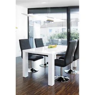 SalesFever Livetastic Tischgruppe, Schwarz, Weiß Hochglanz Metall, Textil, rechteckig, Säule, 90x76x160 cm Esszimmer, Tische, Esstische