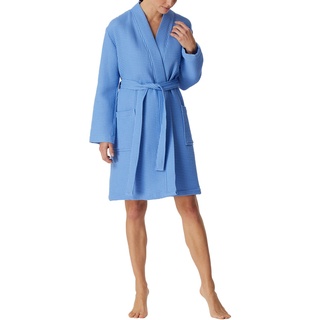 Schiesser Damen Bade-und Saunamantel-Waffel Pique Bademantel, blau_178411, XL