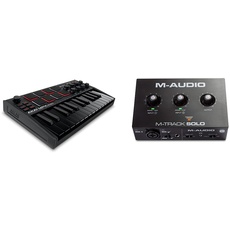 AKAI Professional MPK Mini MK3 Black – 25-Tasten USB MIDI Keyboard Controller & M-Audio M-Track Solo – USB Audio Interface für Aufnahmen