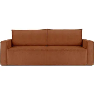 KONSIMO Schlafsofa in Pet Friendly Cord-Stoff mit Armlehnen "NAPI", Rot, Cordstoff, Loft, 228x89x101 cm - Rot